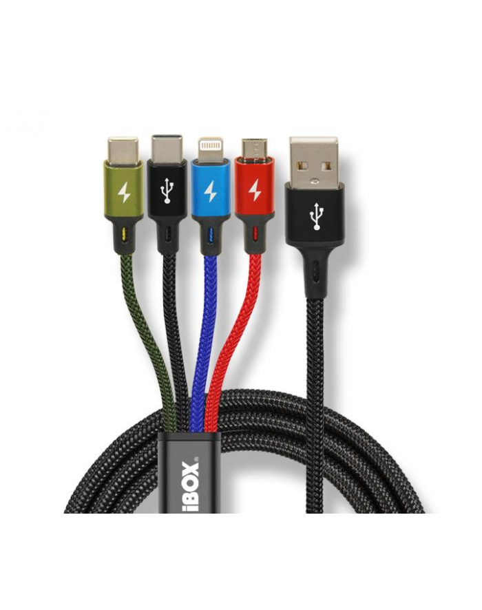 IBOX USB MULTI 4 IN 1 CABLE: 2X USB-C MICRO USB LIGTNING - COLOR CABLE główny