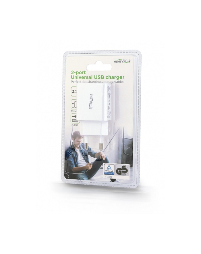 GEMBIRD EG-U2C2A-03-W 2-port universal USB charger 2.1 A Kolor: BIAŁY główny