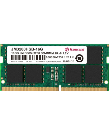 TRANSCEND 16GB JM DDR4 3200MHz SO-DIMM 2Rx8 1Gx8 CL22 1.2V nr 1