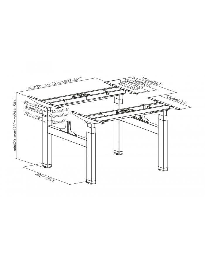 DIGITUS Height Adjustable Table Frame 4-leg główny
