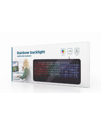 GEMBIRD KB-UML-03 Slim Rainbow backlight multimedia keyboard Kolor: CZARNY US layout