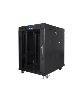 LANBERG free standing rack 19inch cabinet 15U 600x800 glass door LCD flat pack Kolor: CZARNY