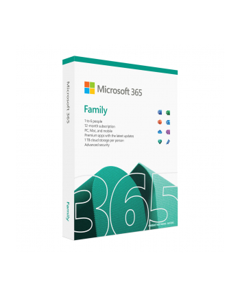 microsoft MS M365 Family English Subscription P8 EuroZone 1 License Medialess 1 Year (EN)