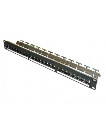 DIGITUS Patch Panel Case 1U for Keystone Module 24-Port 19Inch for RJ45 and LWL module Kolor: CZARNY - Towar z uszkodzonym opakowaniem (P)
