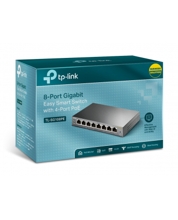 TP-LINK TL-SG108PE PoE+ Easy Smart Switch 8x10/100/1000Mbps 4xPoE+ 64W budget - Towar z uszkodzonym opakowaniem (P)