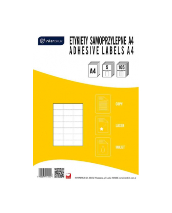 Etykiety samoprzylepne A4 5arkuszy x 21 szt. Białe INTERDRUK