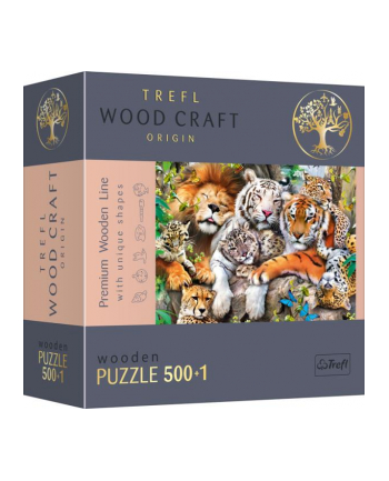 Puzzle 501el drewniane - Dzikie koty w dżungli 20152 Trefl