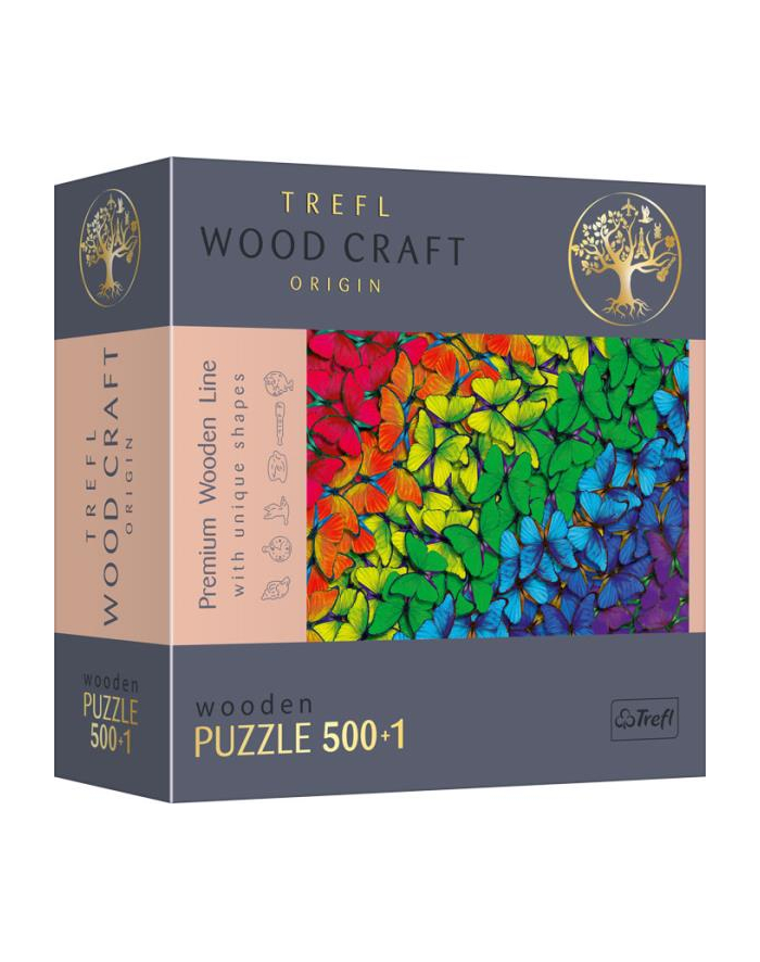 Puzzle 501el drewniane - Tęczowe motyle 20159 Trefl główny