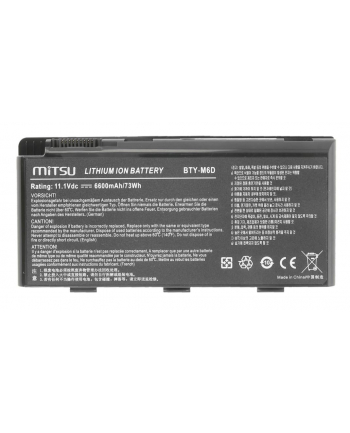 mitsu Bateria do MSI GT660, GT780, GX780 6600 mAh (73 Wh) 10.8 - 11.1 Volt