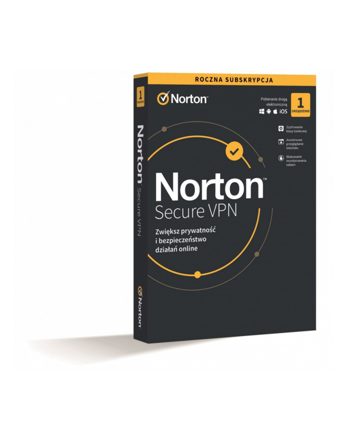 Oprogramowanie Norton Secure VPN PL 1 użytkownik,  1 urządzenie, 1 rok 21420123 główny