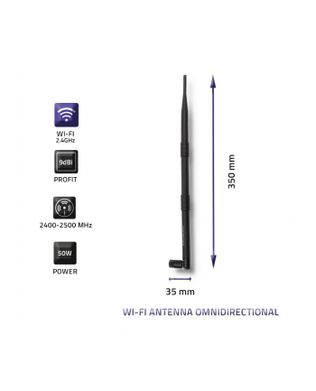 qoltec Antena Wi-Fi dookólna | 9dBi | 38cm