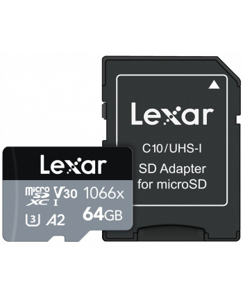 lexar Karta pamięci microSDXC  64GB 1066x 160/70MB/s CL10 adapter