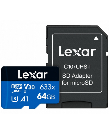lexar Karta pamięci microSDXC 64GB 633x 100/45MB/s CL10 adapter