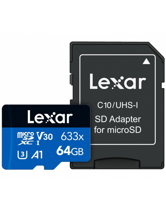 lexar Karta pamięci microSDXC 64GB 633x 100/45MB/s CL10 adapter główny