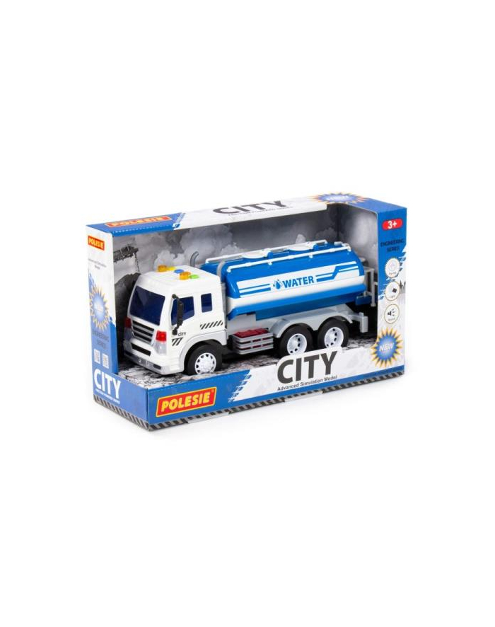 Polesie 89755 '';City''; samochód-beczkowóz intercyjny, niebieski, światło, dźwięk w pudełku główny