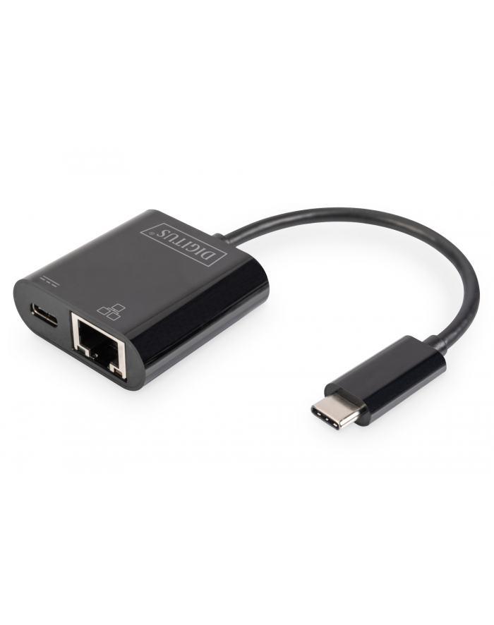 digitus Karta sieciowa przewodowa USB 3.0 Typ C do RJ45 Gigabit Ethernet oraz 1xUSB Typ C z PD 2.0 główny