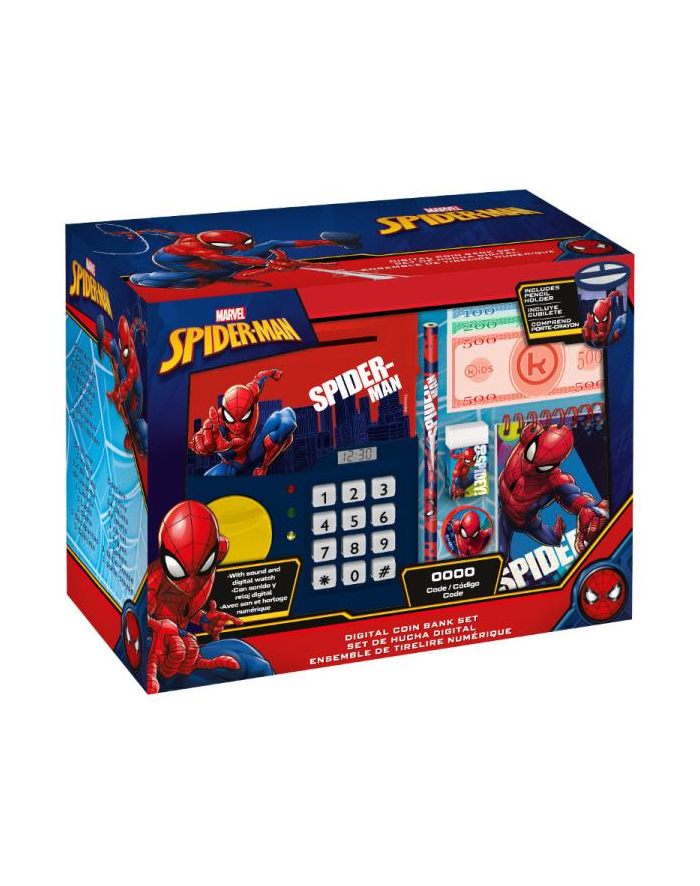 Skarbonka elektroniczna z akcesoriami Spiderman MV16010 Kids Euroswan główny