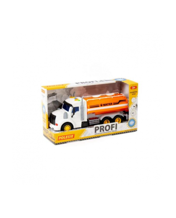 Polesie 89809 '';Profi''; samochód - beczkowóz inercyjny pomarańczowy ze światłem i dźwiękiem, w pudełku