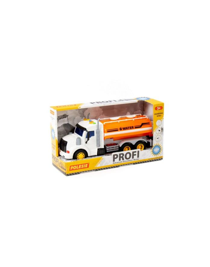 Polesie 89809 '';Profi''; samochód - beczkowóz inercyjny pomarańczowy ze światłem i dźwiękiem, w pudełku główny