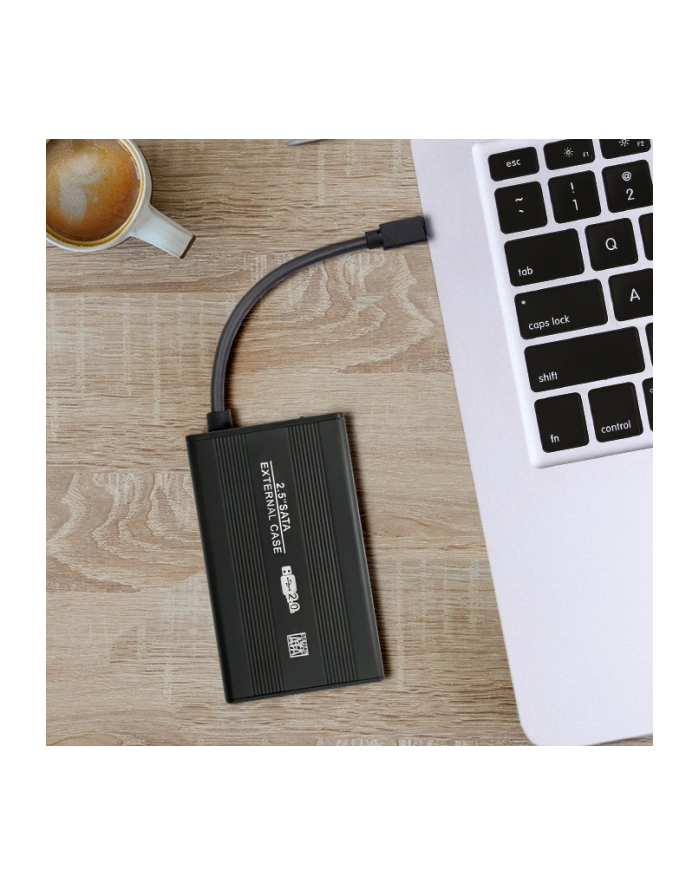 qoltec Obudowa/kieszeń aluminiowa do dysków HDD/SSD 2.5 SATA3 | USB 2.0| Czarny główny