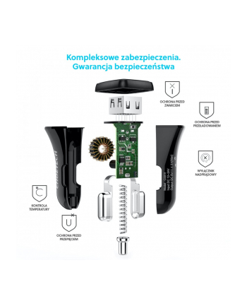 C0051 Black Ładowarka samochodowa 2xUSB Quick Charge 3.0 30W