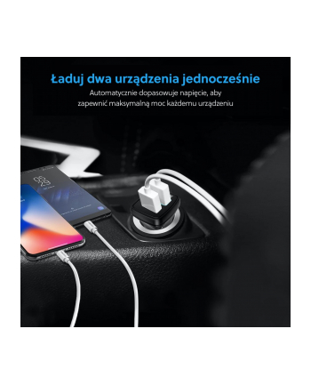 C0051 Black Ładowarka samochodowa 2xUSB Quick Charge 3.0 30W