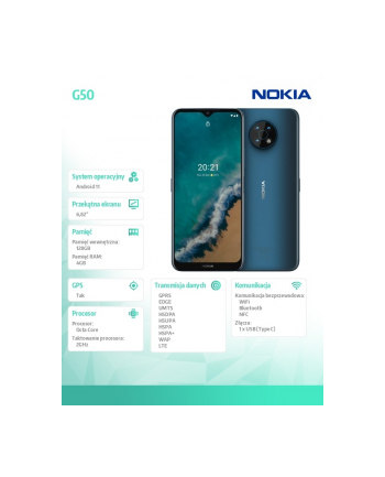 nokia Smartfon G50 DualSIM 4/128B niebieski