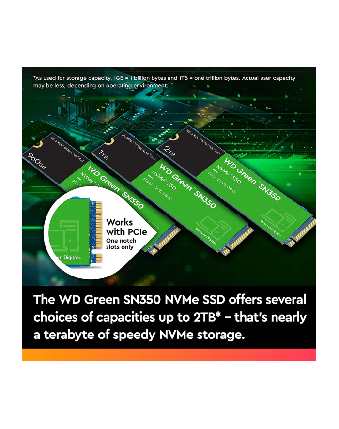 western digital WD Green SN350 NVMe SSD 1TB M.2 2280 PCIe Gen3 8Gb/s główny
