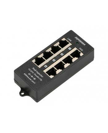 EXTRALINK PoE injector 4 portowy IN czarna CASE
