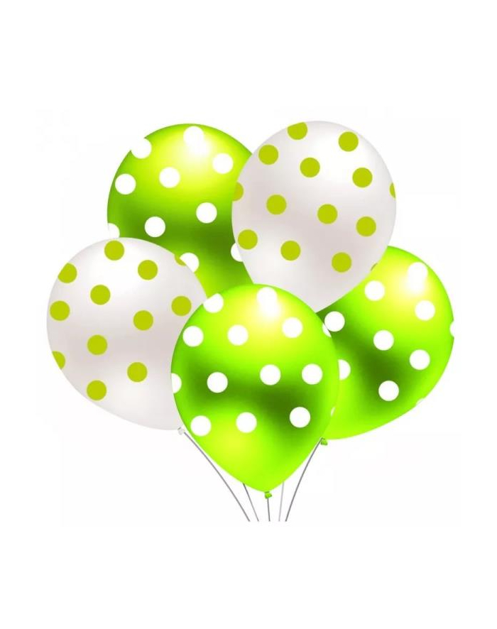 mk trade Balony białe i zielone w kropki 5szt B439 główny