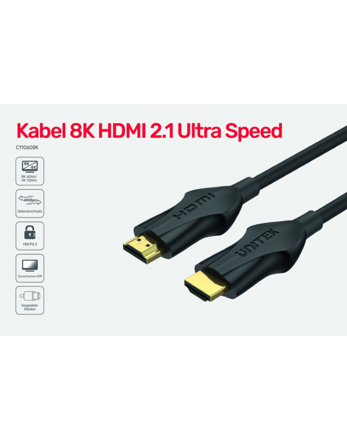 UNITEK C11060BK-3M Cable HDMI v.2.1 4K 120HZ 8K 60HZ 3M główny