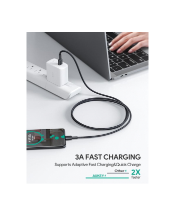 aukey CB-CC2 OEM nylonowy kabel Quick Charge USB C - USB C | 2m | 5Gbps | 60W PD | 20V