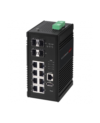 Switch EDIMAX IGS-5408P  (8 Portowy Gigabitowy Przemysłowy Przełącznik PoE+ Web Managed z 4 slotami SFP)