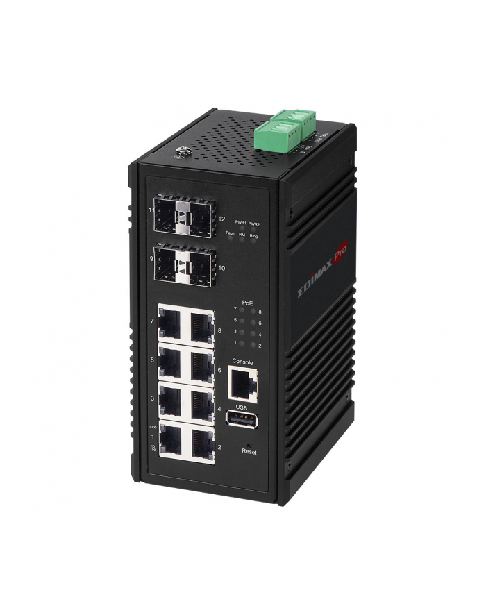 Switch EDIMAX IGS-5408P  (8 Portowy Gigabitowy Przemysłowy Przełącznik PoE+ Web Managed z 4 slotami SFP) główny