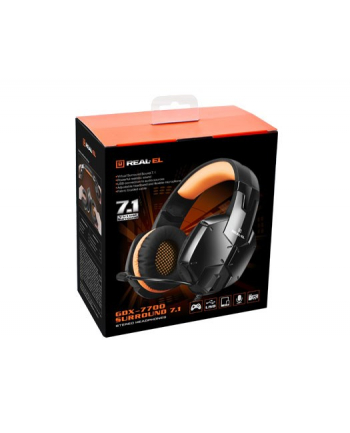 Słuchawki gamingowe REAL-EL GDX-7700 SURROUND 71 (Kolor: CZARNY-orange  z wbudowanym mikrofonem)