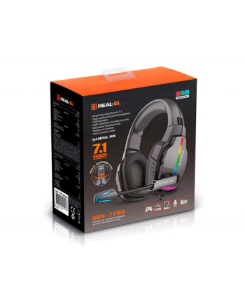 Słuchawki gamingowe REAL-EL GDX-7780 SURROUND 71 (Kolor: CZARNY  RGB  z wbudowanym mikrofonem)