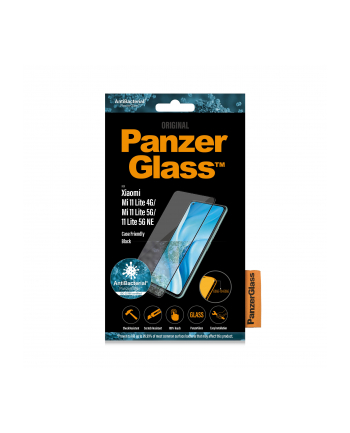 PANZERGLASS SZKŁO HARTOWANE XIAOMI MI 11 LITE ANTYBAKTERYJNE CZARNE DO ETUI 8042