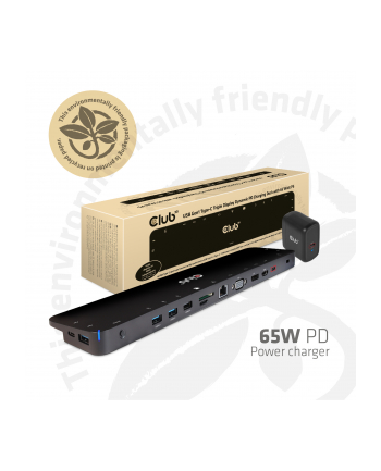 club 3d Stacja dokująca Club3D CSV-1564W65 (USB Gen1 Type-C Triple Display Dynamic PD Charging Dock with 65 Watt PS) nr 1