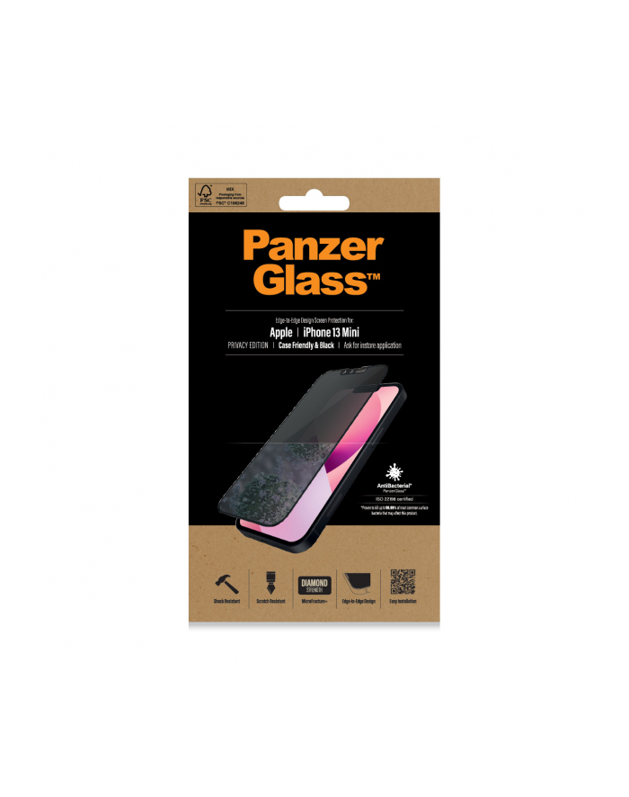 PANZERGLASS SZKŁO HARTOWANE IPHONE 13 MINI ANTYBAKTERYJNE CASE FRIENDLY PRV PROP2744 główny