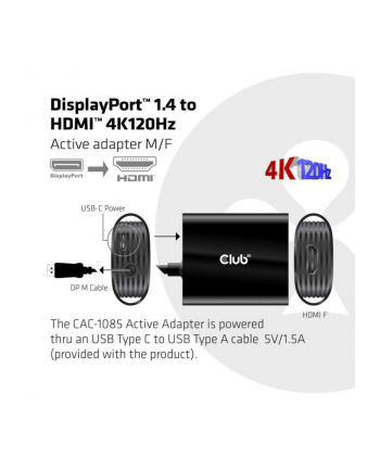 club 3d Adapter Club3D CAC-1085 (DisplayPort14 to HDMI 4K 120Hz HDR Active Adapter)