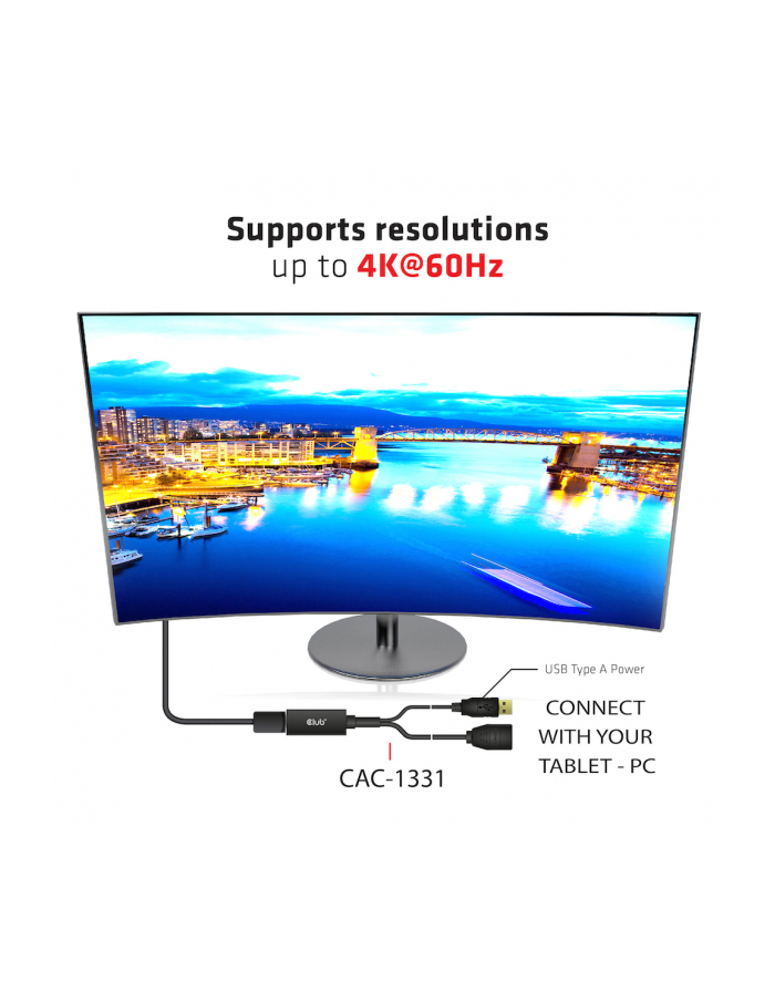 club 3d Adapter Club3D CAC-1331 (HDMI to DisplayPort Cable Adapter 4k@60HZ ompatible with Laptop  PS4/5  Xbox One  NS  Mac Mini) główny