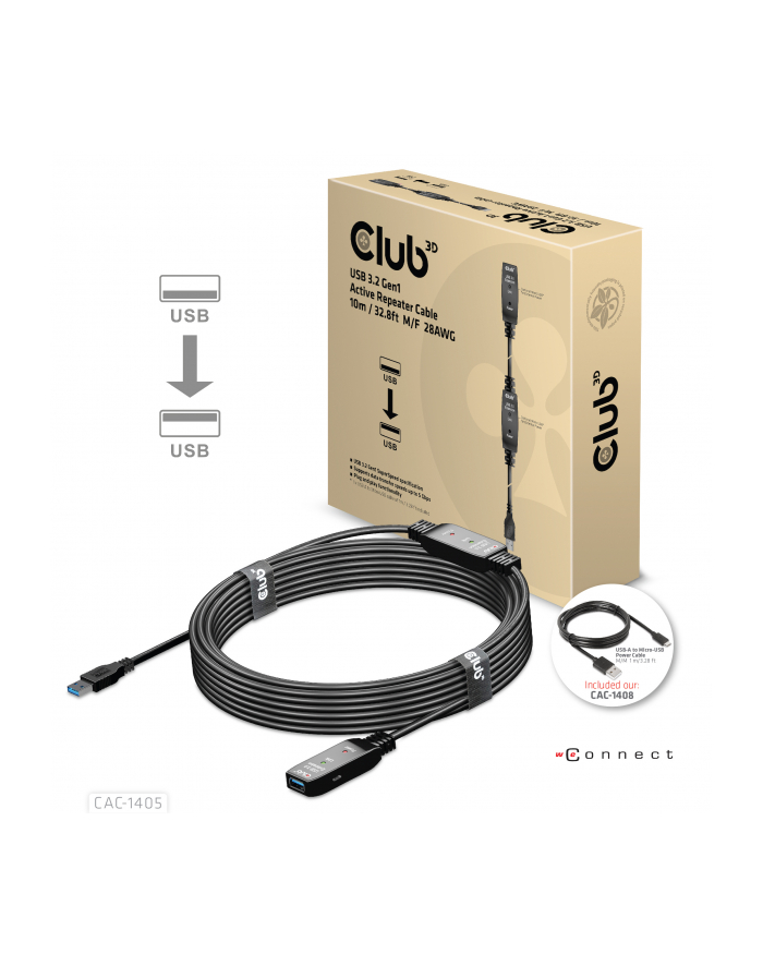 club 3d Kabel USB Club3D CAC-1405 (USB 32 Gen1 Active Repeater Cable 10m) główny