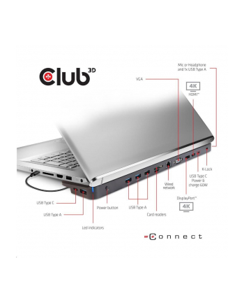 club 3d Stacja dokująca Club3D CSV-1564W100 (USB Type C 32 Gen1 Triple Display Dynamic PD Charging Dock 100W PD Power charger)
