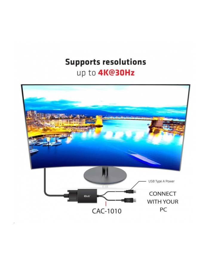 club 3d Adapter Club3D CAC-1010 (DisplayPort to DVI Dual-Link DVI-D  USB A Powered – 2560x1600 Resolution HDCP Supported) główny