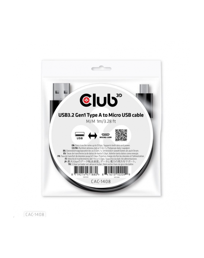 club 3d Kabel USB Club3D CAC-1408 (USB 32 Gen1 Type-A to Micro USB Cable M/M 1m) główny