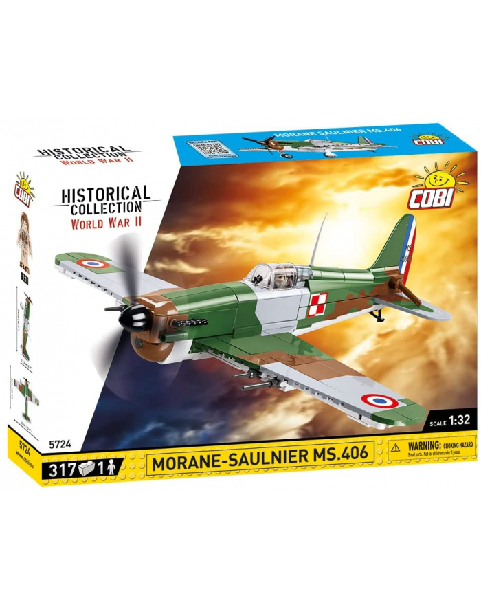 COBI 5724 Historical Collection WWII Samolot myśliwski Morane-Saulnier MS.406 317 klocków główny