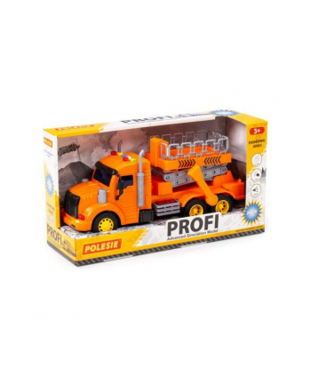 Polesie 89779 '';Profi''; samochód z podnośnikiem inercyjny, pomarańczowy, ze światlem i dźwiekiem w pudelku