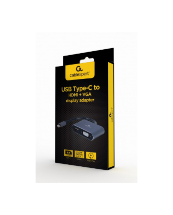 GEMBIRD A-USB3C-HDMIVGA-01 Adapter USB typu C na HDMI + VGA szary