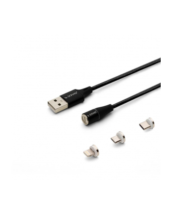 SAVIO CL-152 USB - USB Type C Micro and Lightning cable 3A 1m Kolor: CZARNY