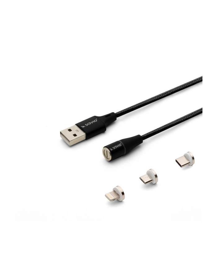 SAVIO CL-152 USB - USB Type C Micro and Lightning cable 3A 1m Kolor: CZARNY główny